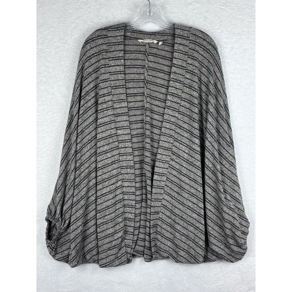 Soft Surroundings Women's Gray and Black Striped Open‎ Front Cover Up Size S/M